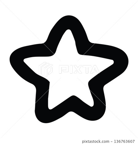 Star Hand Drawn w Black and White Thick Lines 136763607