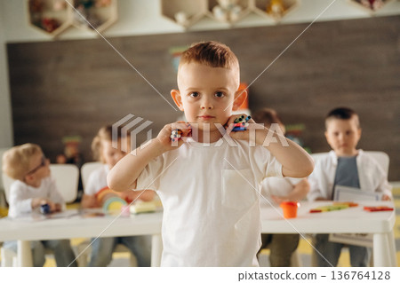 Group of children are in the kindergarten 136764128