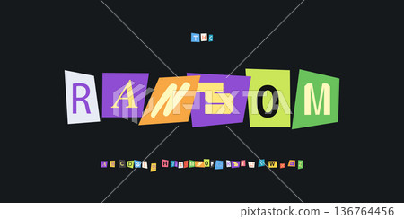 Paper Font Logo Alphabet Vector Collage Letter Set Modern Typography, Note Typographic Design for Title Text, Ransom Poster Headline, Type Symbol Logotype, Magazine Cutout Fonts. Vector Typeface 136764456