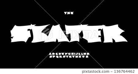 Rough Bold Font Logo Alphabet Uneven Letter Set Horror Typography, Skater Heavy Typographic Design for Punk Music Title Text, Typo Poster Headline, Grunge Hand Written Crooked Fonts. Vector Typeface 136764462