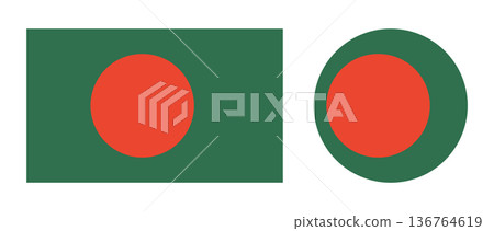 Bangladesh flag buttons. National flag of Bangladesh banners. Flag circle, rectangle icons. Set of round, rectangular flag badges. Bangladesh flag buttons. National flag of Bangladesh banners. Flag circle, rectangle icons. Set of round, rectangular flag badges. 136764619