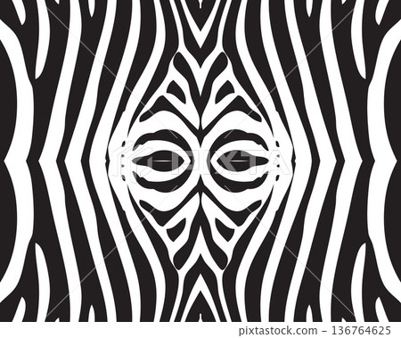 Seamless zebra pattern in black and white on a white background 136764625