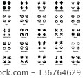 Set of wild animal footprints, illustration of black silhouettes 136764629