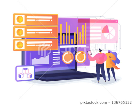 Decentralized Finance Dashboard abstract concept vector illustration. 136765132