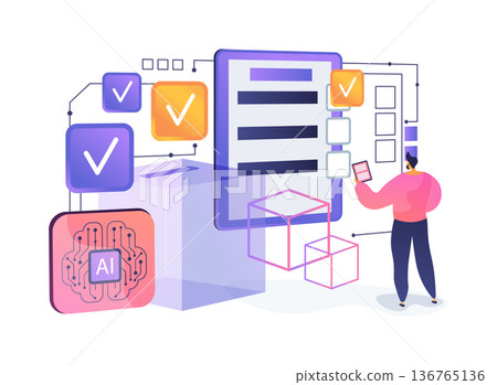 Blockchain Voting System abstract concept vector illustration. Blockchain Voting System abstract concept vector illustration. 136765136
