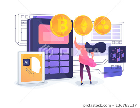 Crypto Payment Terminal abstract concept vector illustration. Crypto Payment Terminal abstract concept vector illustration. 136765137