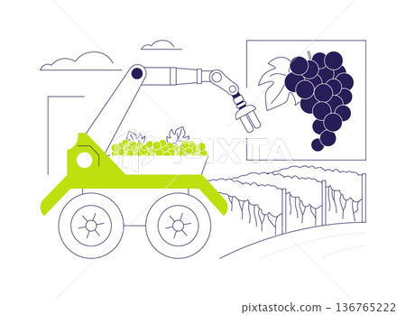 Harvesting and picking robots isolated cartoon vector illustrations. 136765222
