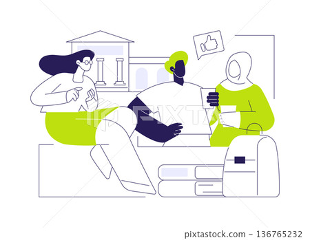 Making new friends isolated cartoon vector illustrations. Making new friends isolated cartoon vector illustrations. 136765232