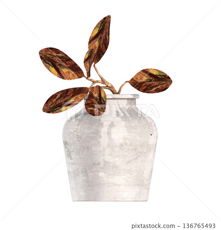 decorative flower in a pot isolate on a transparent background, 3D illustration, cg render decorative flower in a pot isolate on a transparent background, 3D illustration, cg render 136765493