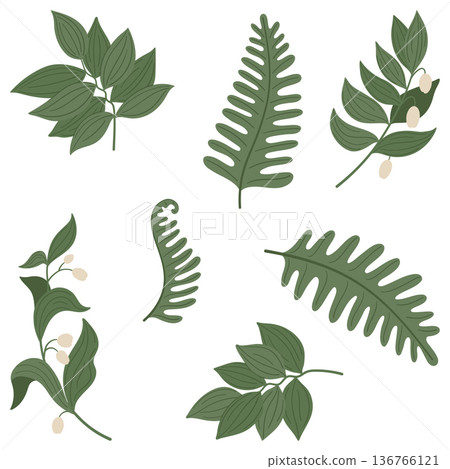 Botanical leaves vector clipart set Botanical leaves vector clipart set 136766121