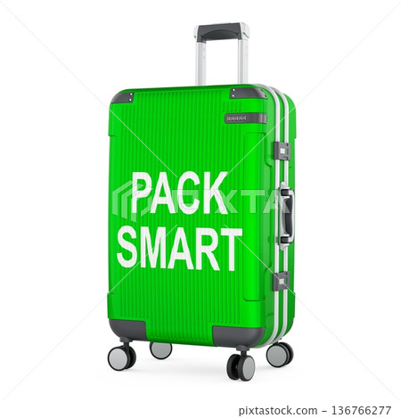 Pack Smart concept with suitcase. 3D rendering Pack Smart concept with suitcase. 3D rendering 136766277
