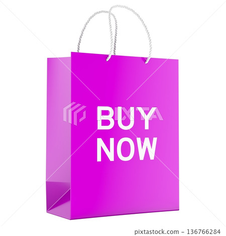Buy Now concept with shopping bag. 3D rendering Buy Now concept with shopping bag. 3D rendering 136766284