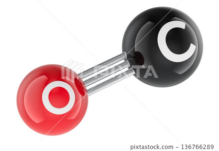 Carbon monoxide CO molecule model. 3d rendering 136766289