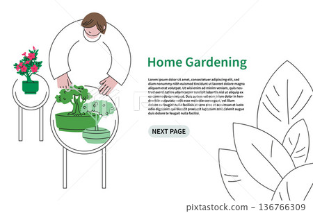 Human nurturing home plants isolated on white background, home gardening background 136766309