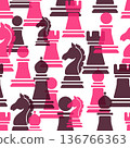 Chess pieces seamless pattern. Strategy game vector illustration 136766363