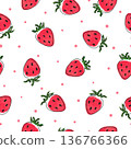 Seamless strawberry pattern. Vector summer watercolor illustration with berries 136766366