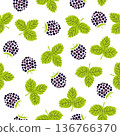 Seamless blackberry pattern. Vector illustration with berries and leaves 136766370