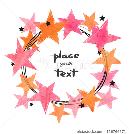 Abstract circle vector celebration background with orange and pink star Abstract circle vector celebration background with orange and pink star 136766371