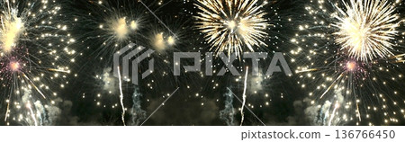 Banner Golden Firework celebrate anniversary happy new year 2024, 4th of july holiday festival. colorful gold firework celebrate national holiday. Banner new year 2025 party time with copy space Banner Golden Firework celebrate anniversary happy new year 2024, 4th of july holiday festival. colorful gold firework celebrate national holiday. Banner new year 2025 party time with copy space 136766450