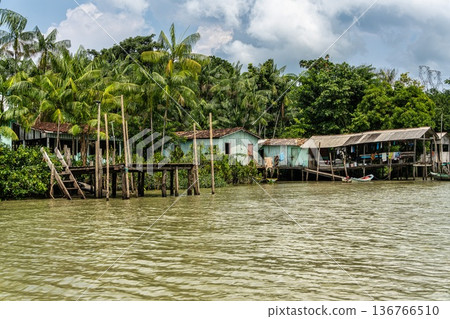 River boat tour on the Guama River at Belem do Para, a city on the north area of Brazil. 136766510