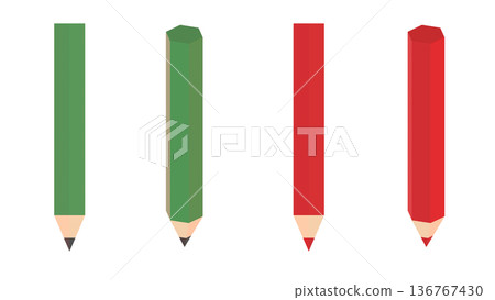 A simple 3DCG illustration of a pencil and a red pencil A simple 3DCG illustration of a pencil and a red pencil 136767430