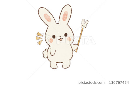 A rabbit explaining while facing left 136767454