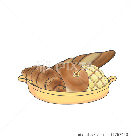 Bread assortment basket illustration material Bread assortment basket illustration material 136767490