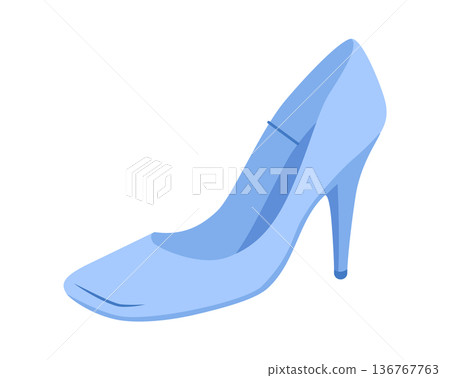Pump women blue square toe heel flat shoe. Modern dress footwear with clean lines for office, wedding, city event, look. 136767763