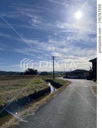 Countryside river and open sky 136767856