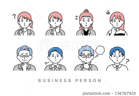 男女商務人士圖示集插畫素材 136767920