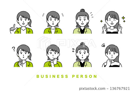 女性商務人士圖示集插畫素材 女性商務人士圖示集插畫素材 136767921