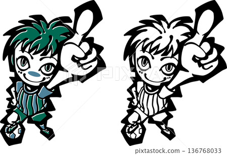 足球插畫（男孩、兒童、綠色、大笑、最佳、酷） 136768033