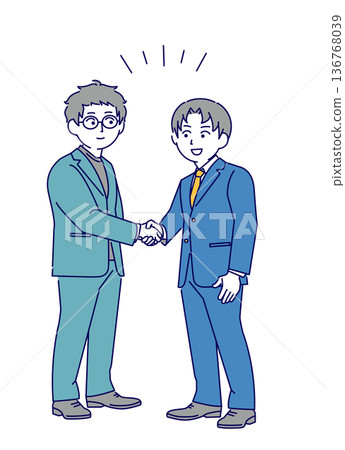 Illustration material of a businessman shaking hands Illustration material of a businessman shaking hands 136768039
