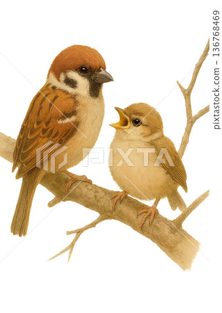 Bird parent and child illustration collection 136768469