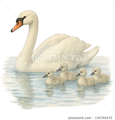 鳥類父母與幼鳥插畫集 136768470