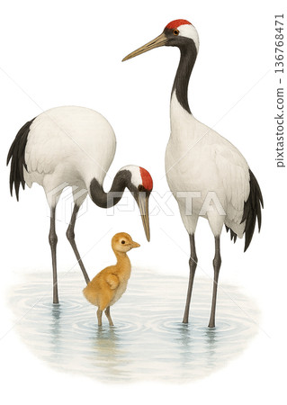 鳥類父母與幼鳥插畫集 136768471