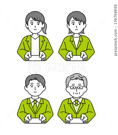 男女商務人士交換名片的插畫素材 136768698