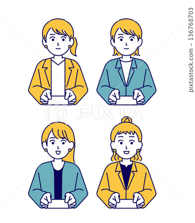 一位女商務人士交換名片的插畫素材 一位女商務人士交換名片的插畫素材 136768703