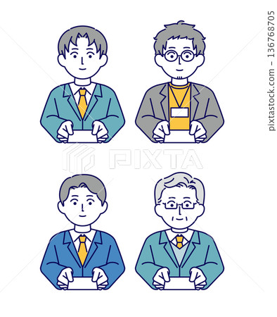 男性商務人士交換名片的插畫素材 136768705