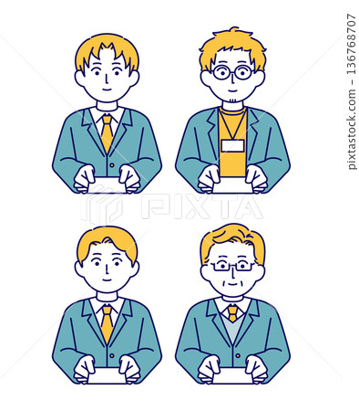 男性商務人士交換名片的插畫素材 136768707
