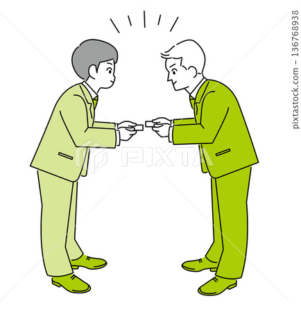 男性商務人士交換名片的插畫素材 男性商務人士交換名片的插畫素材 136768938
