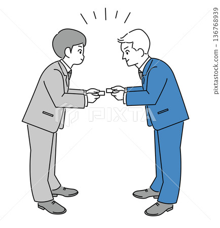 男性商務人士交換名片的插畫素材 男性商務人士交換名片的插畫素材 136768939