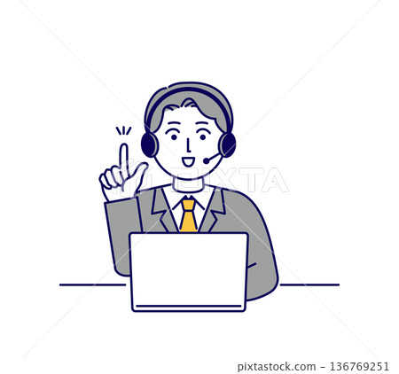 一名男子在呼叫中心通話的插圖 136769251