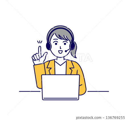 圖解：一名在呼叫中心工作的女性正在交談 136769255