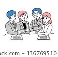 男女商務人士面對面會談的插畫素材 136769510