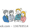 插畫資料：男女商務人士正在開會 136769514