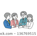 插畫資料：男女商務人士正在開會 136769515