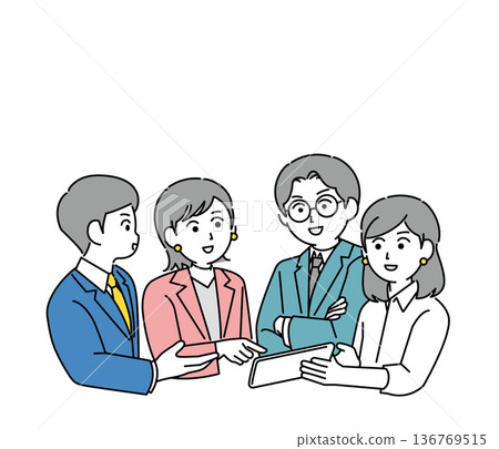 插畫資料:男女商務人士正在開會 插畫資料:男女商務人士正在開會 136769515