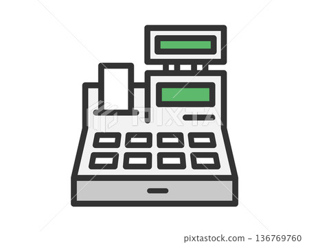 Illustration of supermarket cash register icon (line drawing color) Illustration of supermarket cash register icon (line drawing color) 136769760