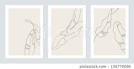 Minimalist botany poster template design, black banana leaves line art illustrations on brown Minimalist botany poster template design, black banana leaves line art illustrations on brown 136770086